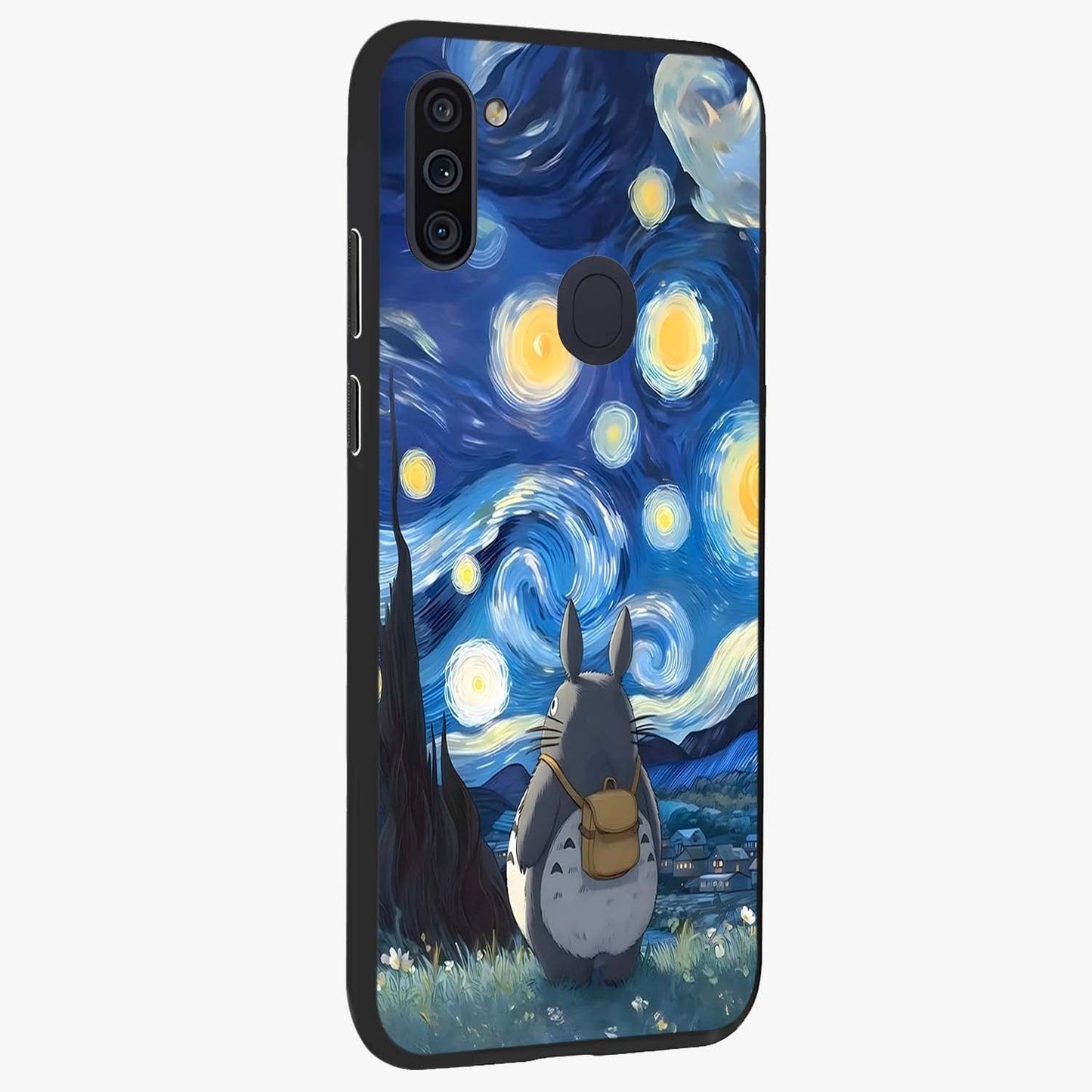 Totoro In Van Gogh Art Glass Case upright view showcasing creative character artwork with painterly artistic theme.