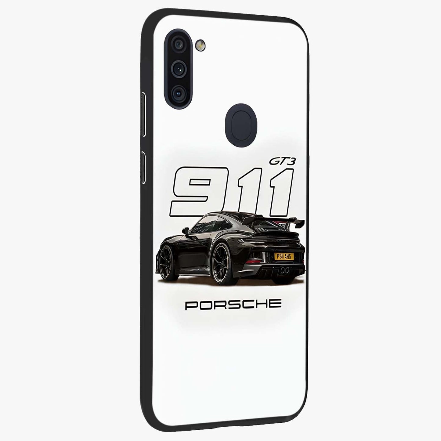 Turbo Legacy Icon Glass Case upright view showcasing bold racing inspired artwork with classic car theme.