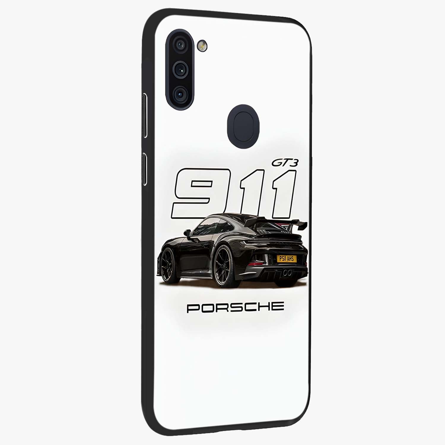Turbo Legacy Icon Glass Case upright view showcasing bold racing inspired artwork with classic car theme.