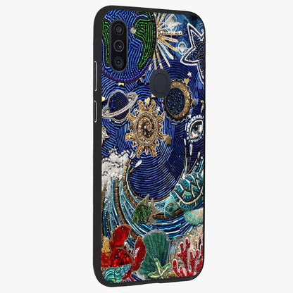 Universe Underwater Spark Glass Case upright view showcasing magical underwater galaxy artwork with vibrant cosmic theme.