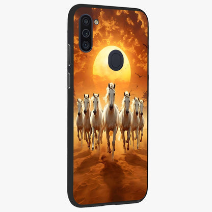 Wild Sunset Majesty Glass Case upright view showcasing dramatic sunset artwork with bold nature theme.