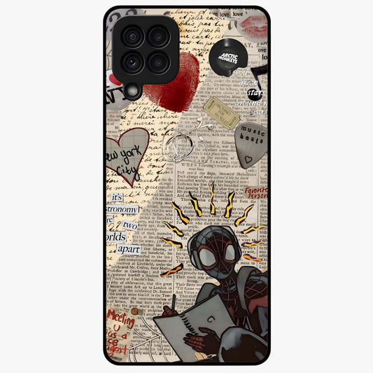 City Dream Sketch Glass Case showing flat back view with artistic city skyline sketch artwork and glossy glass finish.