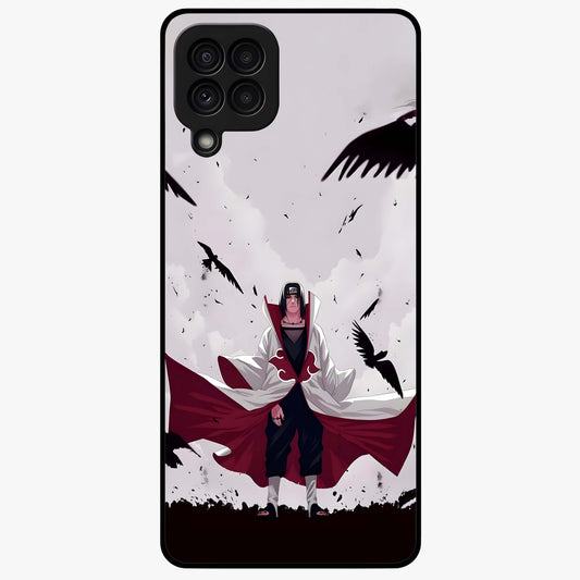 Crimson Crow Ascension Glass Case showing flat back view with mystical crow artwork and glossy glass finish.