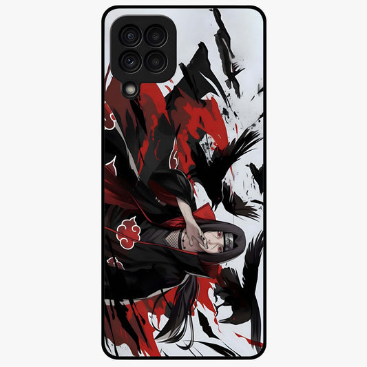 Crimson Crow Illusion Glass Case showing flat back view with artistic crow illusion artwork and glossy glass finish.