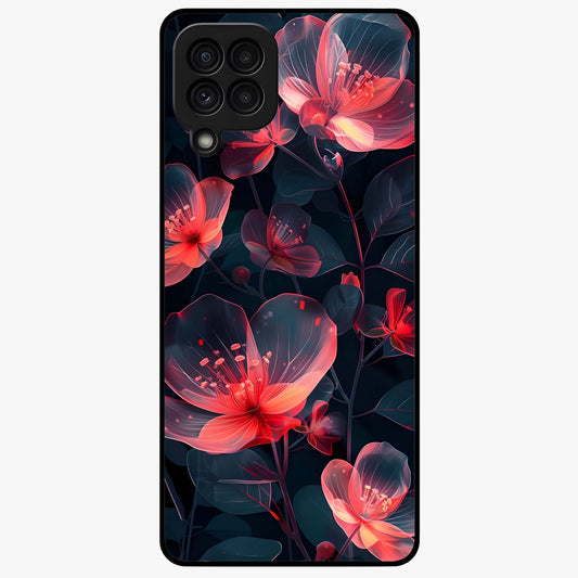 Dark Shade of Flower Glass Case showing flat back view with elegant dark floral artwork and glossy glass finish.