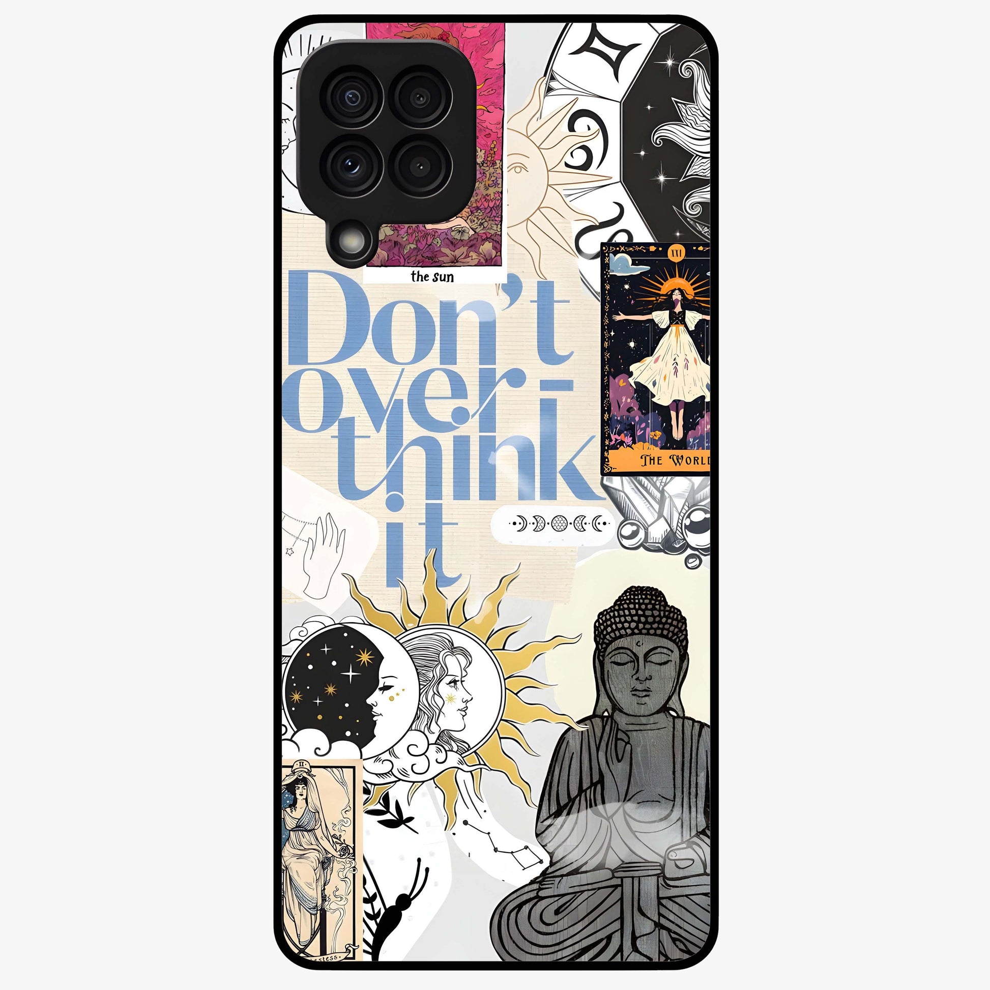 Ethereal Thoughts Glass Case showing flat back view with dreamy artistic artwork and glossy glass finish.