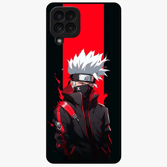 Kakashi Scarlet Shadow Glass Case showing flat back view with powerful anime ninja artwork and glossy glass finish.