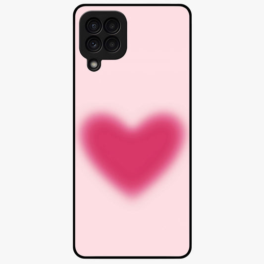 Pink Aura Heart Glass Case showing flat back view with glowing heart artwork and glossy glass finish.