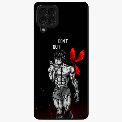 Rise Beyond Limits Glass Case showing flat back view with motivational typography artwork and glossy glass finish.