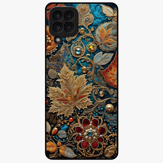 Royal Jewel Garden Glass Case showing flat back view with decorative floral garden artwork and glossy glass finish.