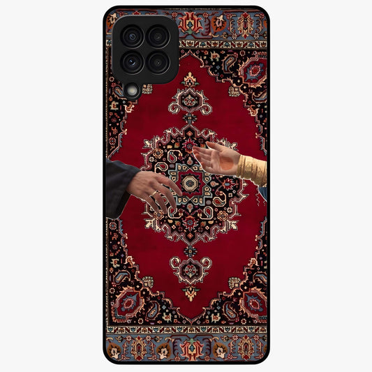 Royal Touch Reach Glass Case showing flat back view with elegant royal themed artwork and glossy glass finish.