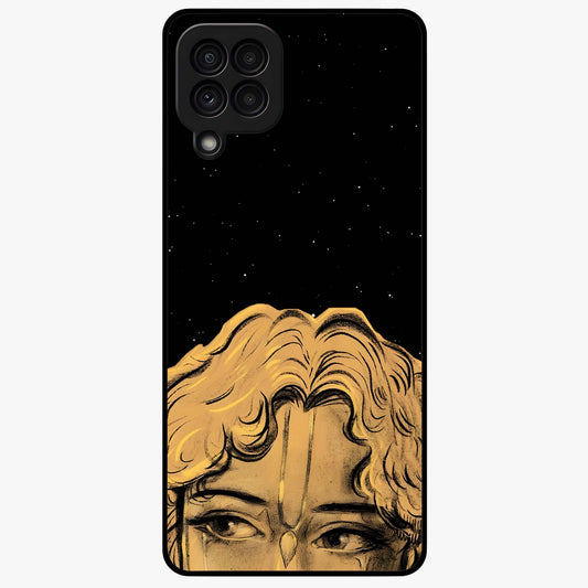 Shri Krishna Art Glass Case showing flat back view with devotional Krishna artwork and glossy glass finish.