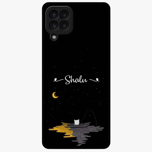 Silent Night Row Glass Case showing flat back view with calm night themed artwork and glossy glass finish.