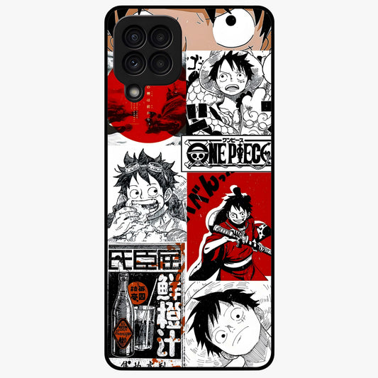 Strawhat Chaos Panels Glass Case showing flat back view with anime inspired chaos panel artwork and glossy glass finish.