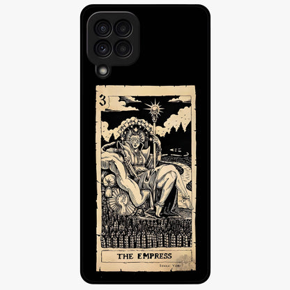 The Empress Glass Case showing flat back view with regal feminine artwork and glossy glass finish.