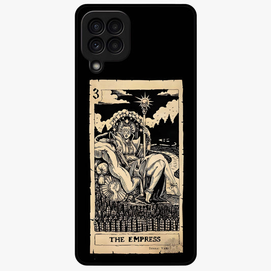 The Empress Glass Case showing flat back view with regal feminine artwork and glossy glass finish.
