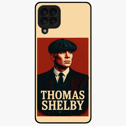 Vintage Mafia Authority Glass Case showing flat back view with bold vintage mafia inspired artwork and glossy glass finish.