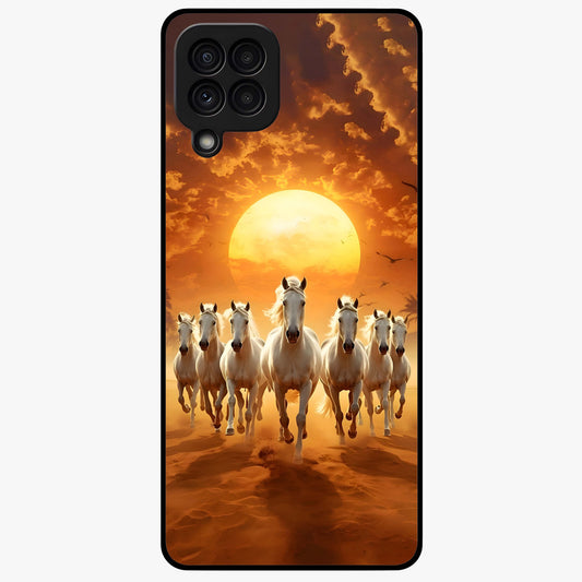 Wild Sunset Majesty Glass Case showing flat back view with majestic sunset landscape artwork and glossy glass finish.