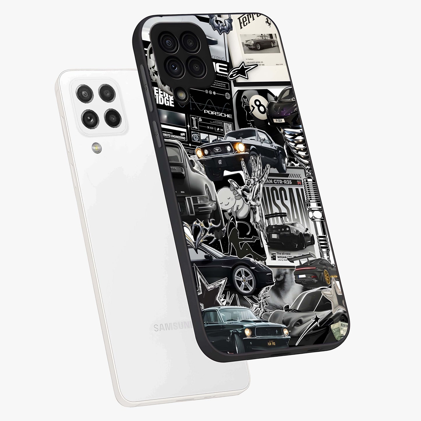 Aesthetic Dark Love Glass Case displayed in angled mockup highlighting moody aesthetic design and bold love theme.