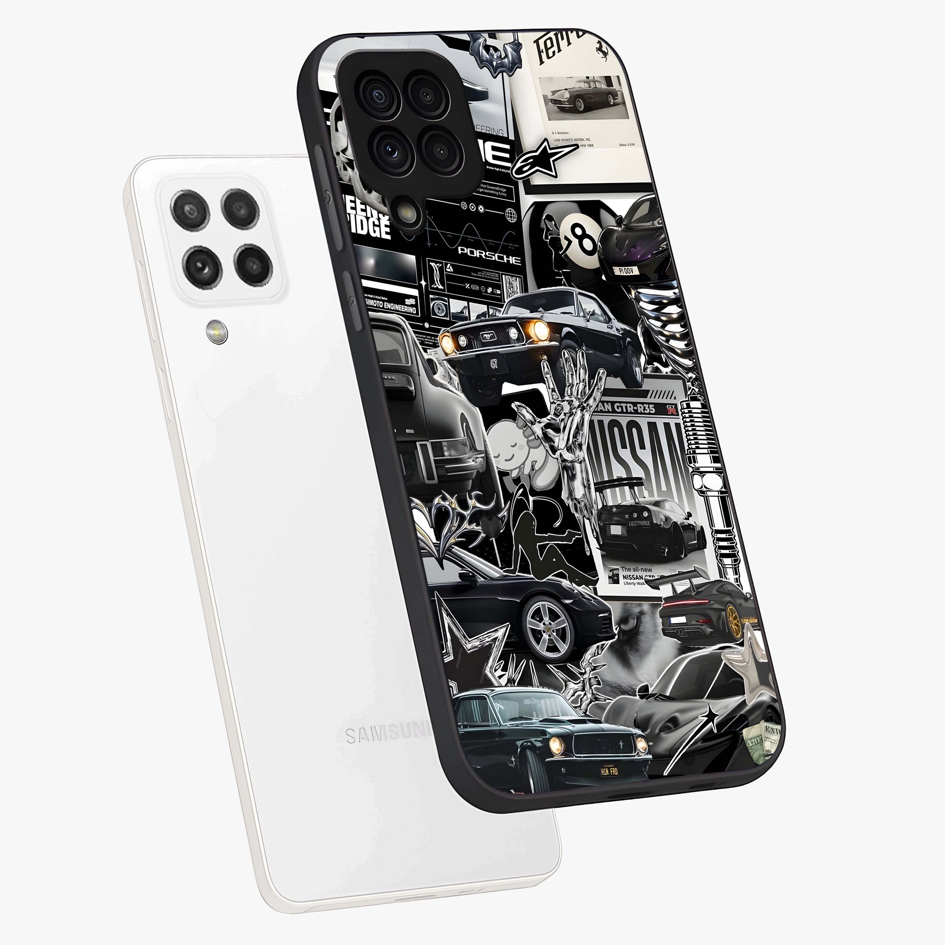 Aesthetic Dark Love Glass Case displayed in angled mockup highlighting moody aesthetic design and bold love theme.