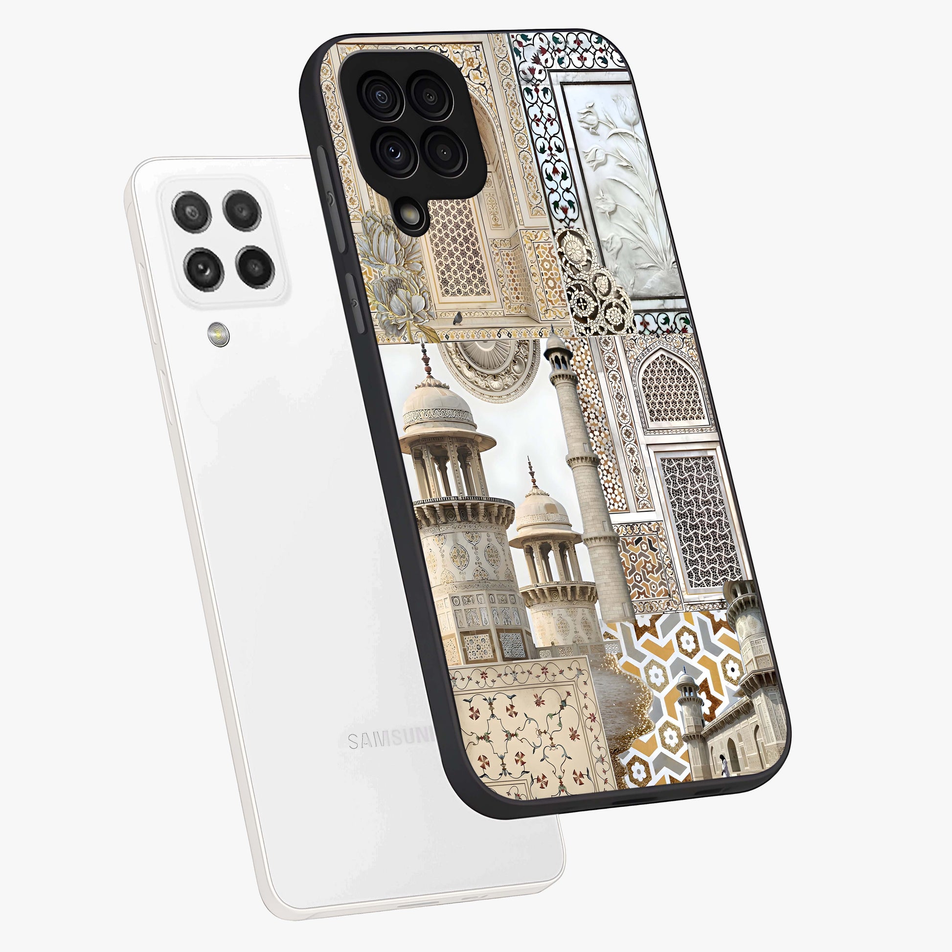 Mughal Marble Legacy Glass Case displayed in angled mockup highlighting elegant heritage marble artwork with royal aesthetic.