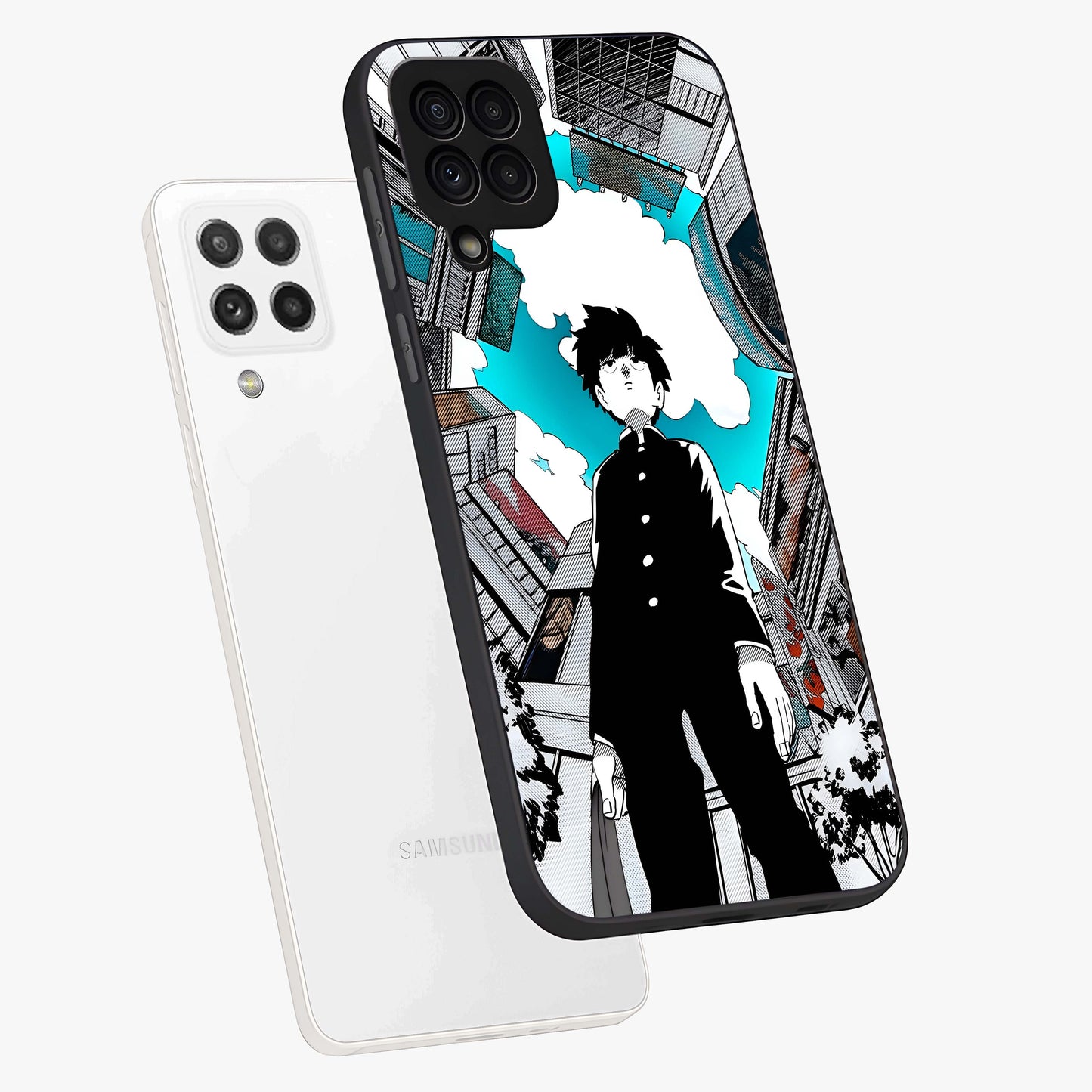 Silent Psychic Awakening Glass Case displayed in angled mockup highlighting spiritual awakening design with cosmic aesthetic.