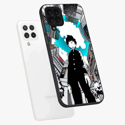 Silent Psychic Awakening Glass Case displayed in angled mockup highlighting spiritual awakening design with cosmic aesthetic.