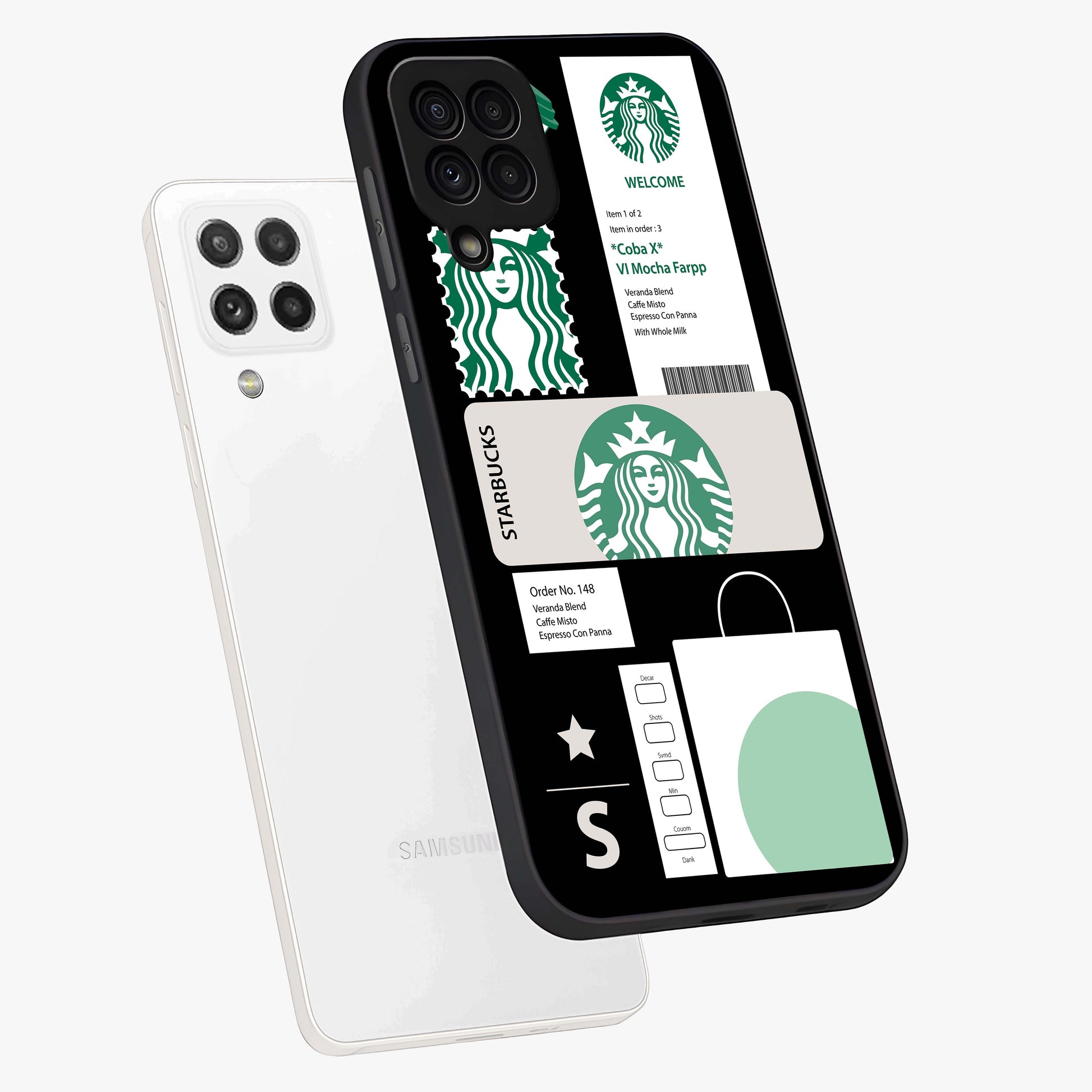 Starbucks Mocha Glass Case displayed in angled mockup highlighting stylish mocha themed design with cozy café aesthetic.