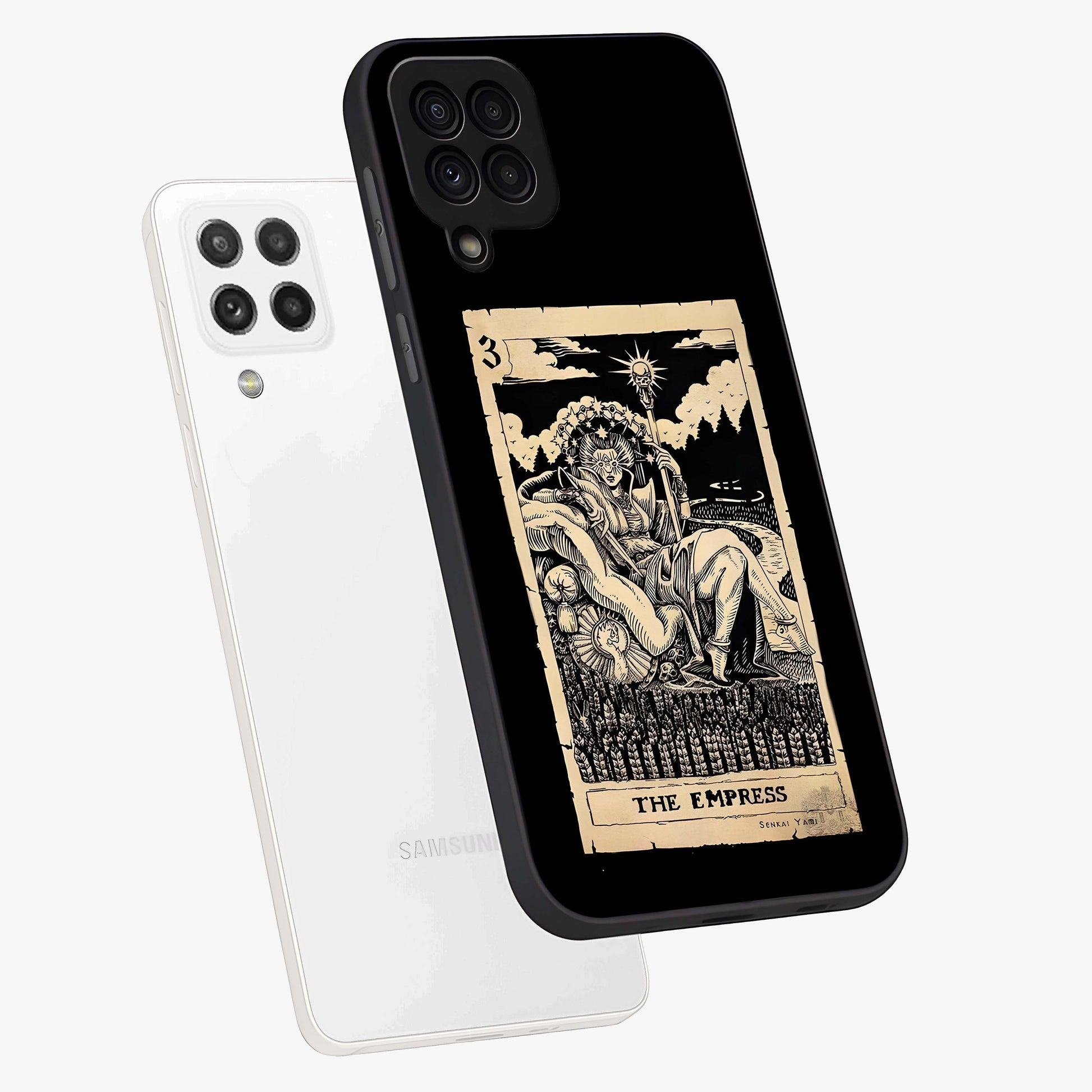 The Empress Glass Case displayed in angled mockup highlighting elegant royal design with majestic aesthetic style.