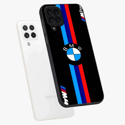 Turbo BMW Beast Glass Case displayed in angled mockup highlighting sleek racing car design with bold automotive aesthetic.