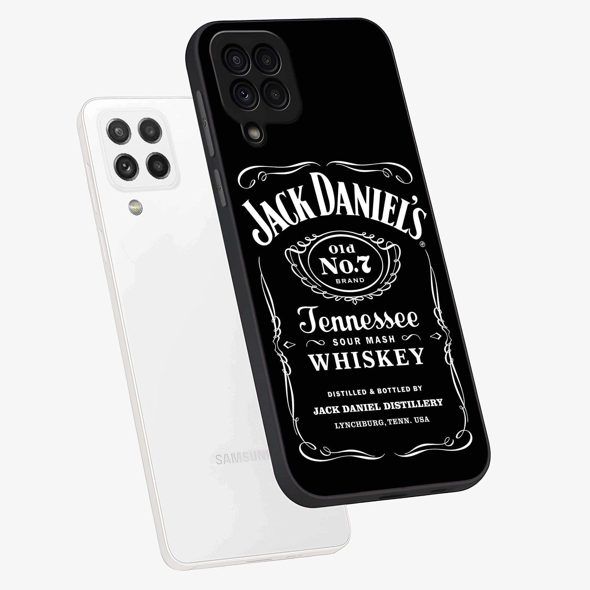 Vintage Whiskey Heritage Glass Case displayed in angled mockup highlighting retro beverage themed design with heritage aesthetic.