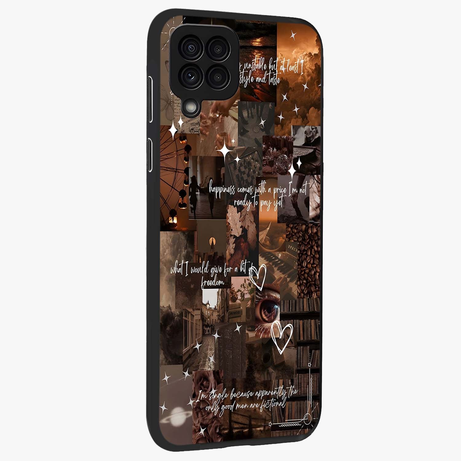 Bittersweet Aesthetic Chaos Glass Case upright view showcasing bold artistic chaos design with modern aesthetic style.