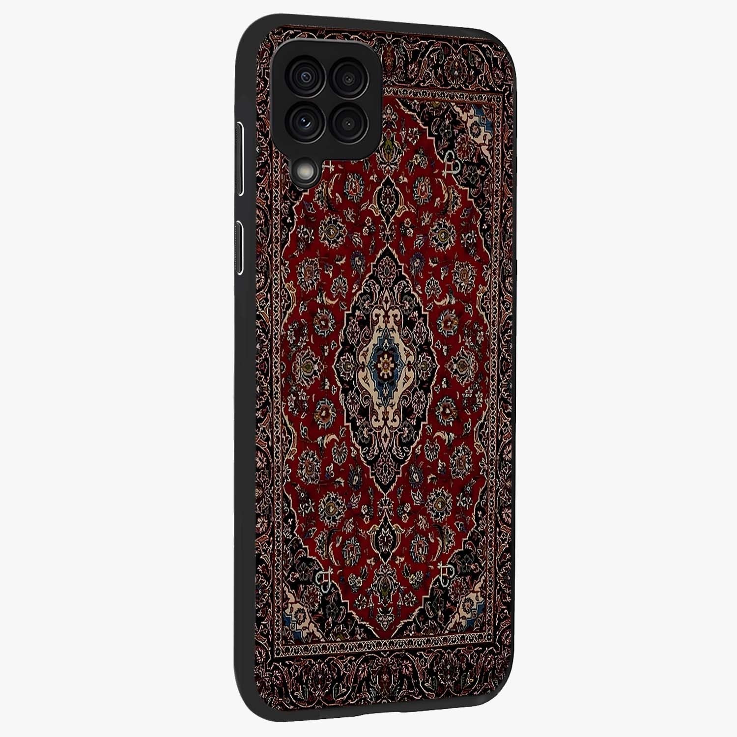 Heritage Carpet Royale Glass Case upright view showcasing detailed ornamental artwork with luxurious traditional theme.