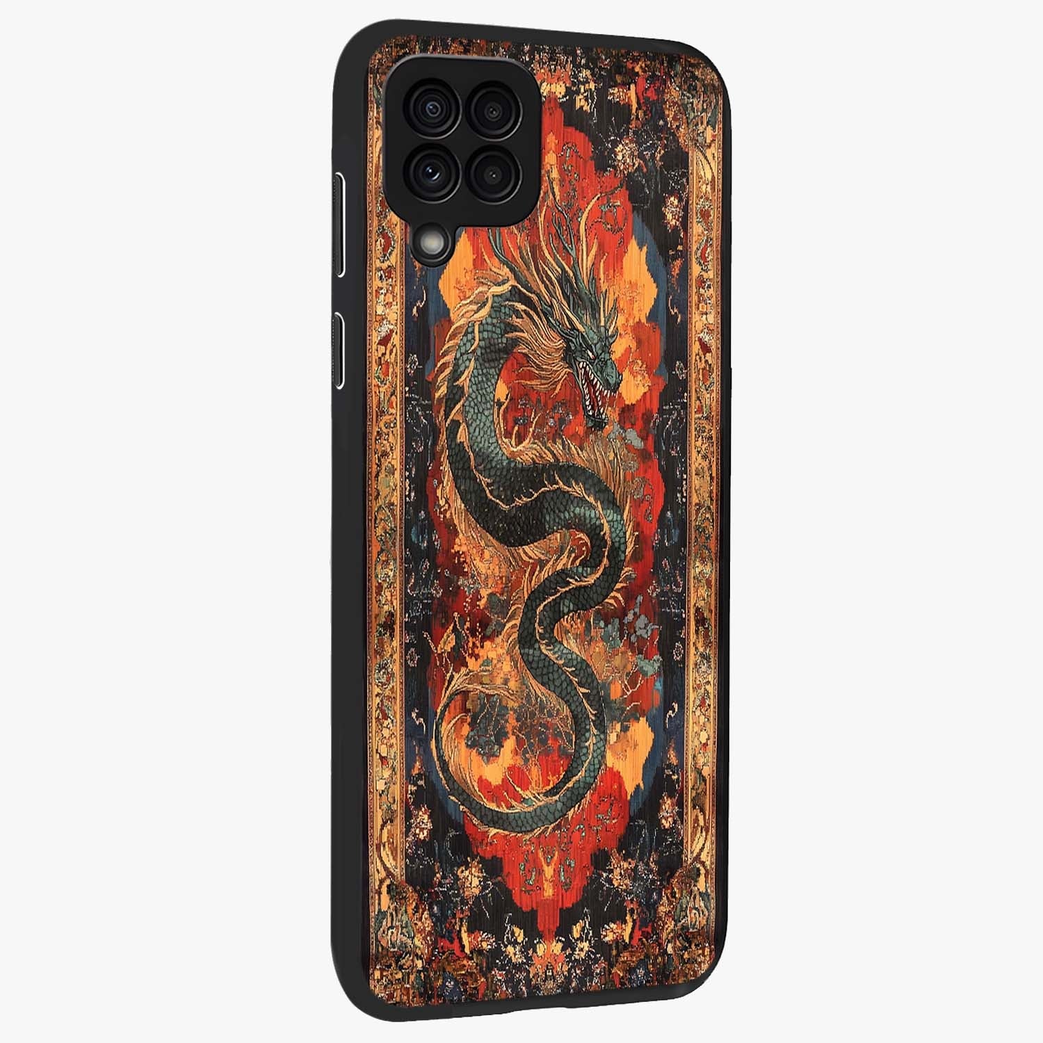 Inferno Dragon Soul Glass Case upright view showcasing intense dragon artwork with fantasy fire theme.