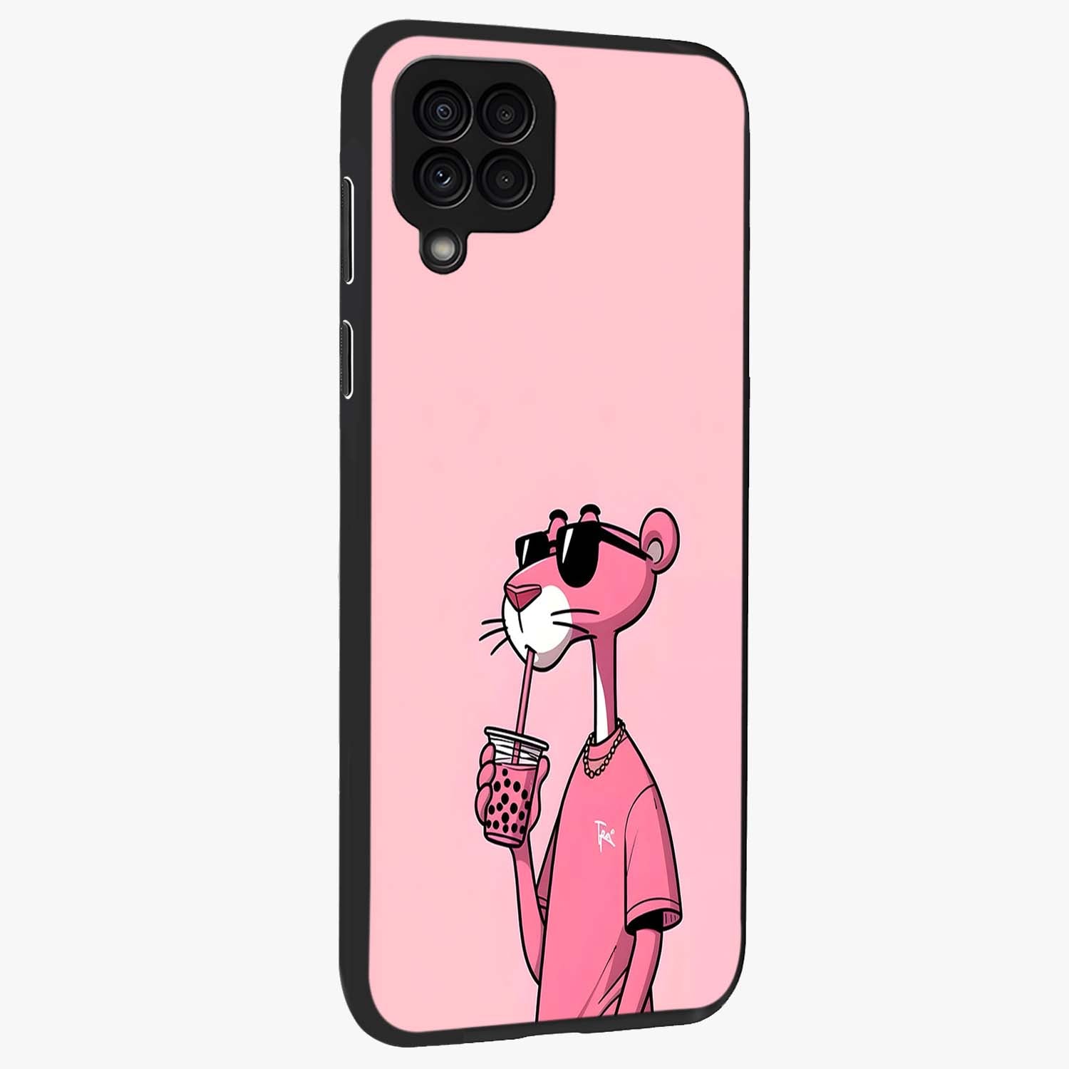 Pink Panther Glass Case upright view showcasing fun animated artwork with stylish retro cartoon theme.