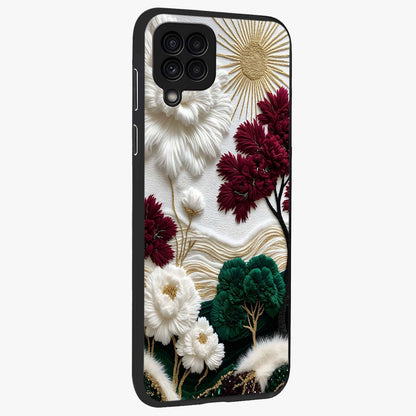 Radiant Bloom Elegance Glass Case upright view showcasing decorative flower artwork with refined botanical theme.