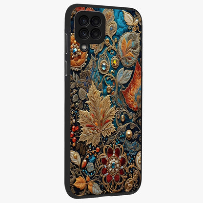 Royal Jewel Garden Glass Case upright view showcasing rich floral artwork with luxurious garden theme.