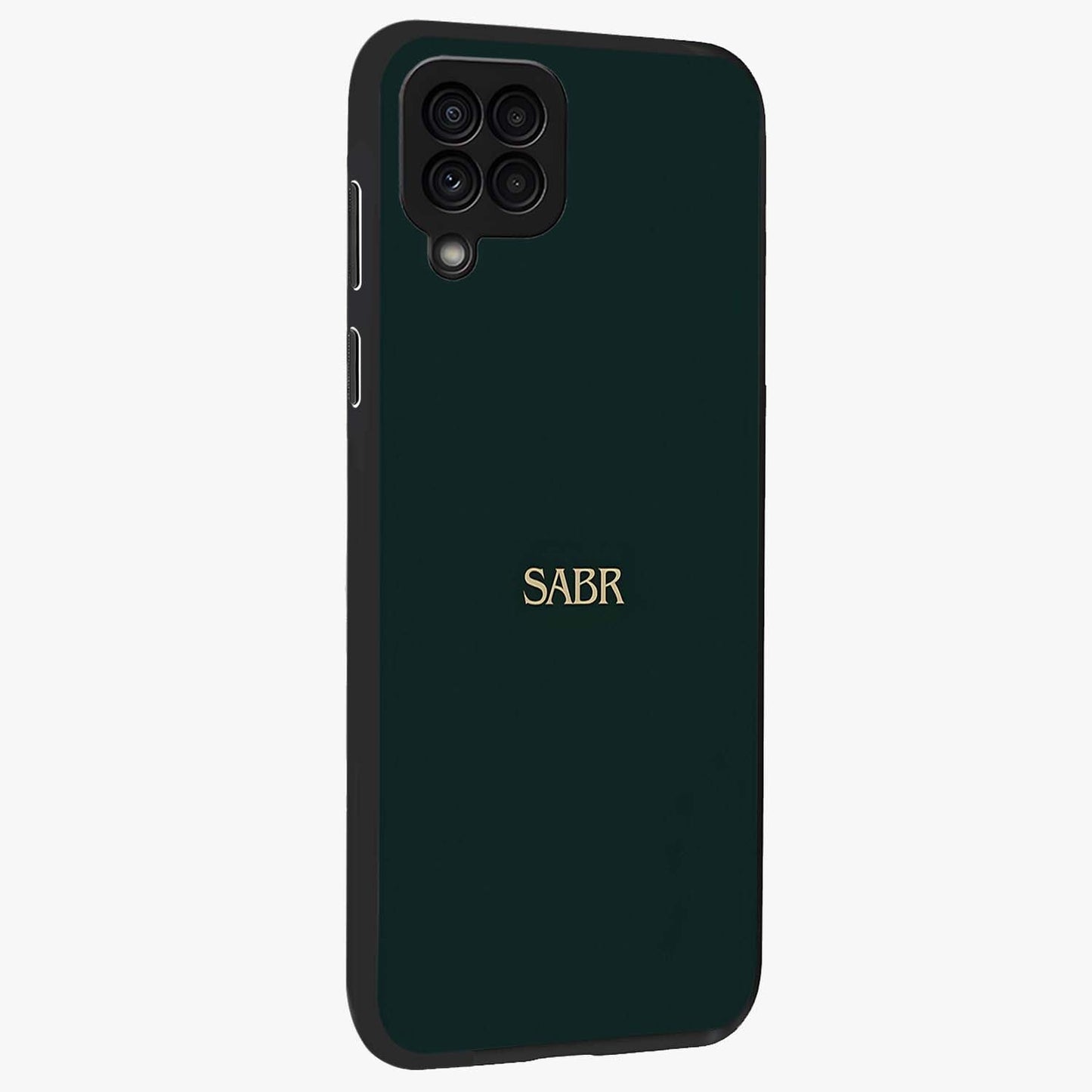 Sabr Minimal Patience Glass Case upright view showcasing calm minimalist artwork with motivational patience theme.