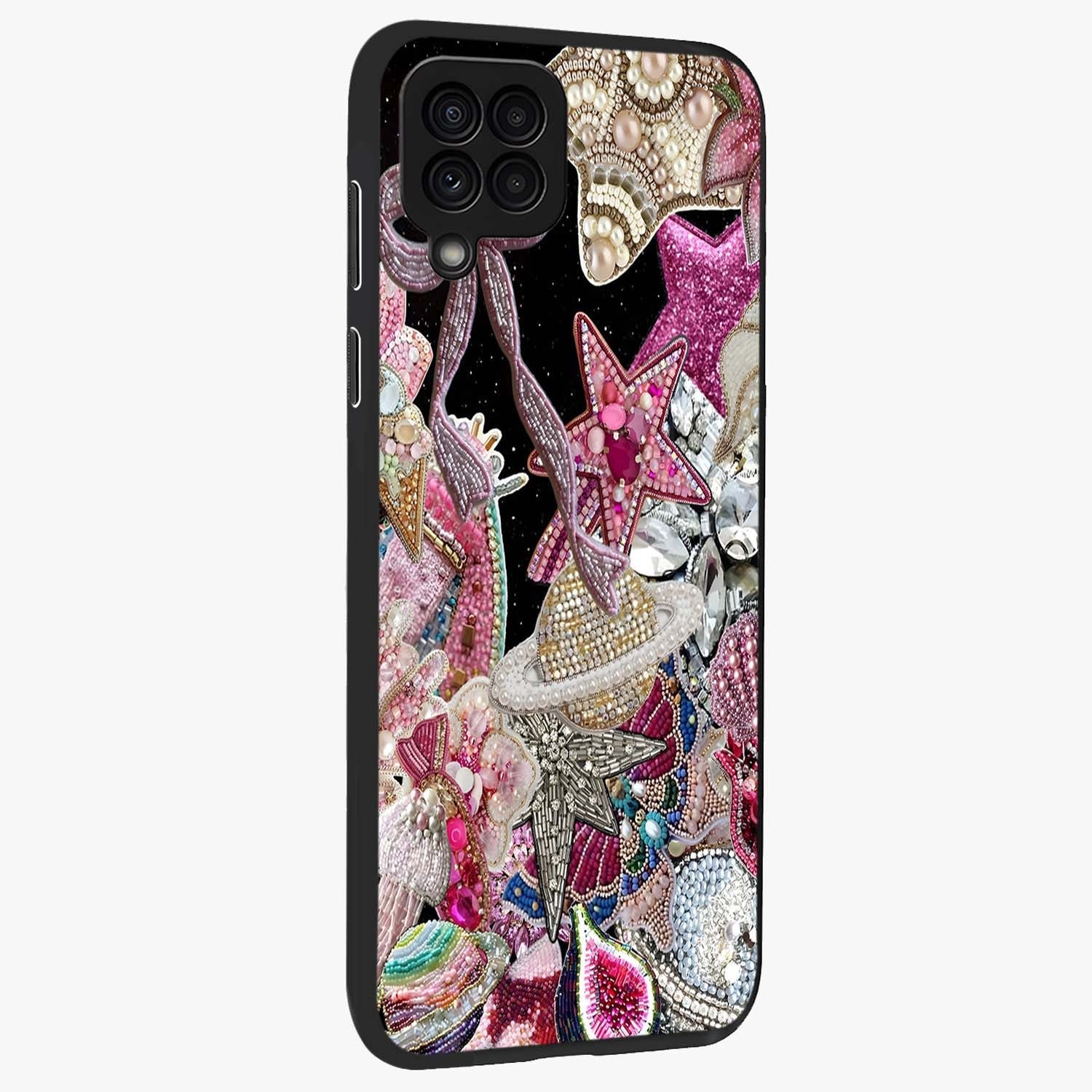 Starlit Jewel Dream Glass Case upright view showcasing radiant star inspired artwork with magical night theme.