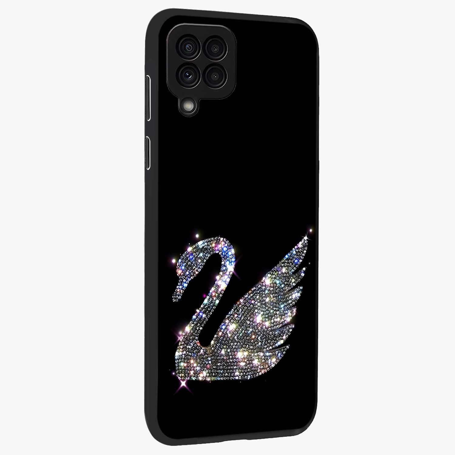 Starlit Swan Grace Glass Case upright view showcasing beautiful swan artwork with peaceful night themed design.