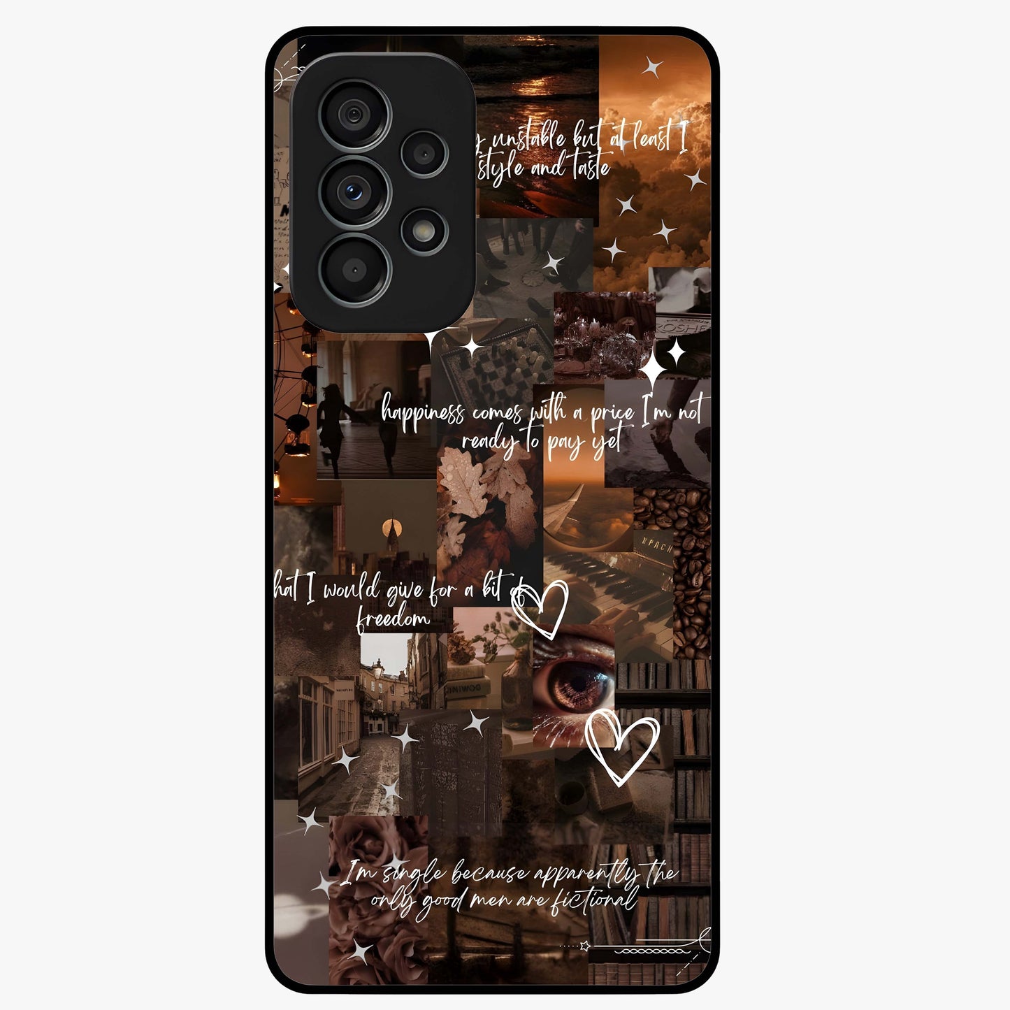 Bittersweet Aesthetic Chaos Glass Case showing flat back view with artistic chaotic aesthetic design and glossy glass finish.