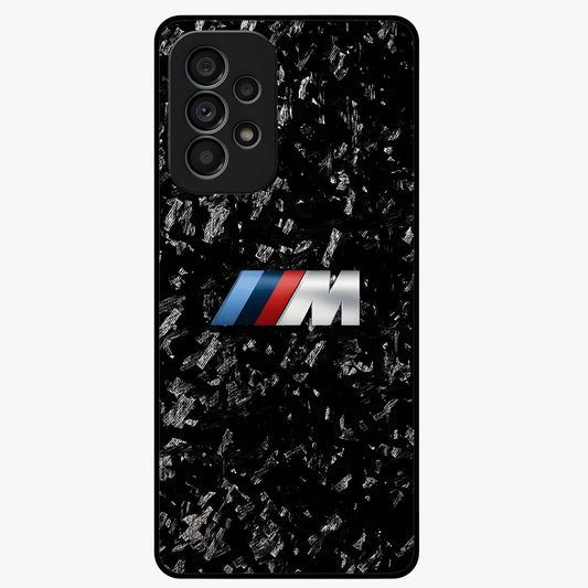 Carbon Speed Mark Glass Case showing flat back view with sporty carbon pattern artwork and glossy glass finish.