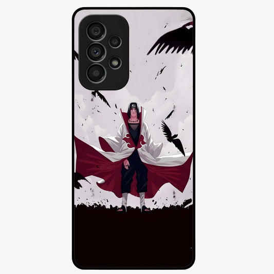 Crimson Crow Ascension Glass Case showing flat back view with mystical crow artwork and glossy glass finish.