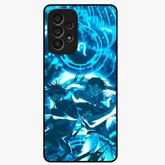 Cursed Energy Clash Glass Case showing flat back view with intense cursed energy artwork and glossy glass finish.