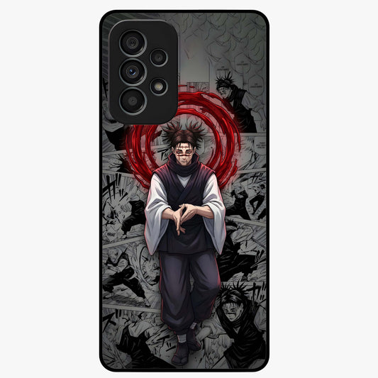 Cursed Ritual Ascension Glass Case showing flat back view with dark ritual themed artwork and glossy glass finish.