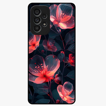 Dark Shade of Flower Glass Case showing flat back view with elegant dark floral artwork and glossy glass finish.