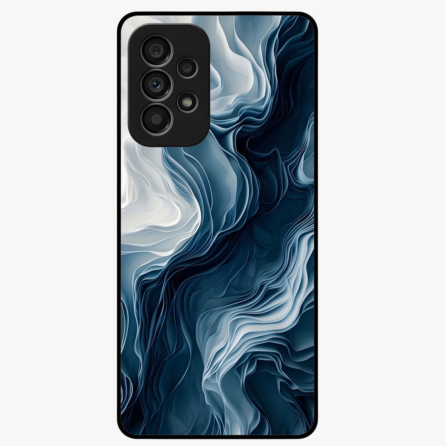 Ethereal Paper Marble Glass Case showing flat back view with soft marble paper texture artwork and glossy glass finish.