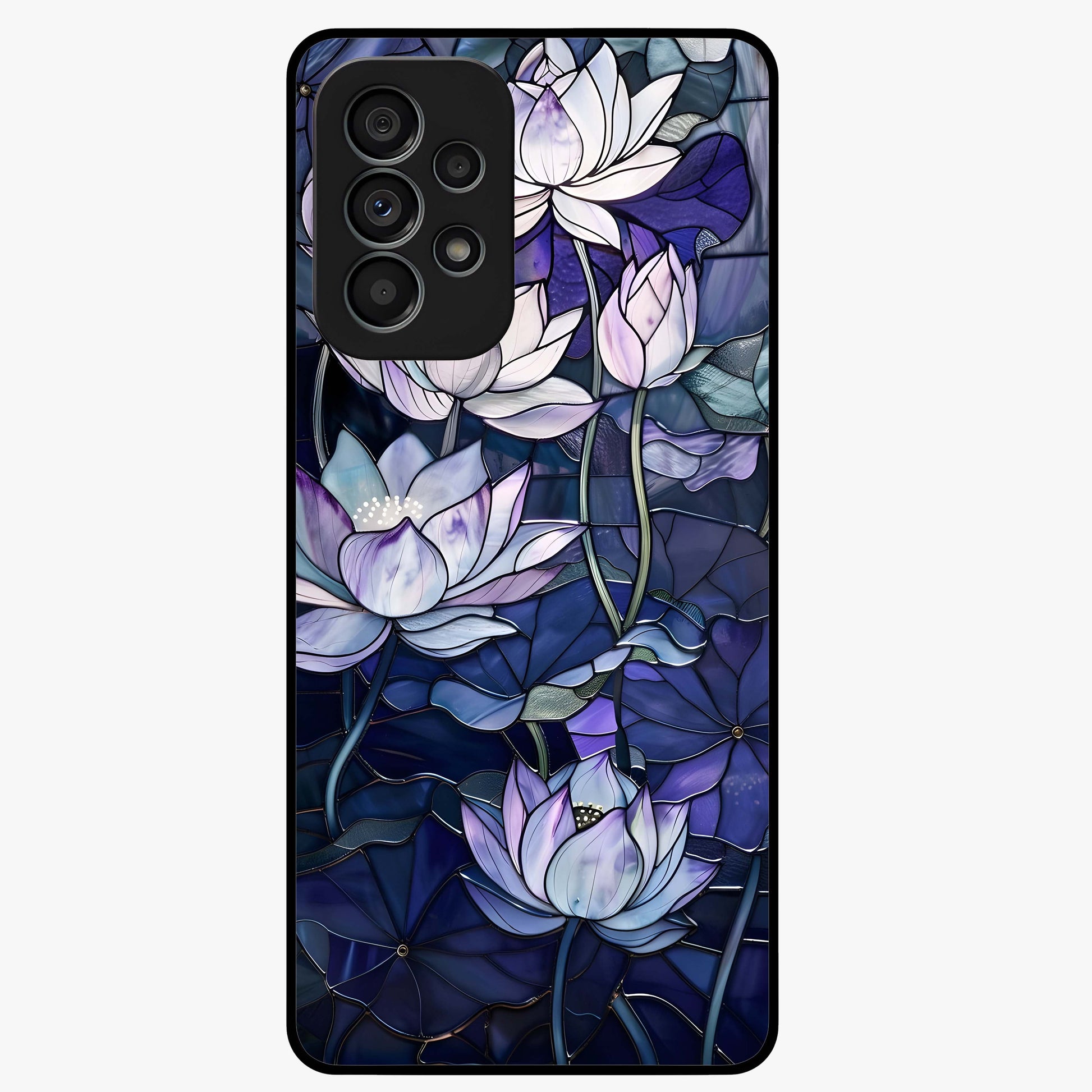 Gloss Petal Rush Glass Case showing flat back view with glossy flower petal artwork and smooth glass finish.