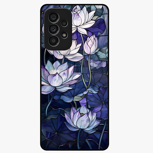 Gloss Petal Rush Glass Case showing flat back view with glossy flower petal artwork and smooth glass finish.