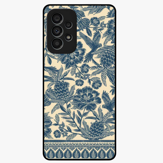 Heirloom Wild Bloom Glass Case showing flat back view with vintage inspired wild flower artwork and glossy glass finish.